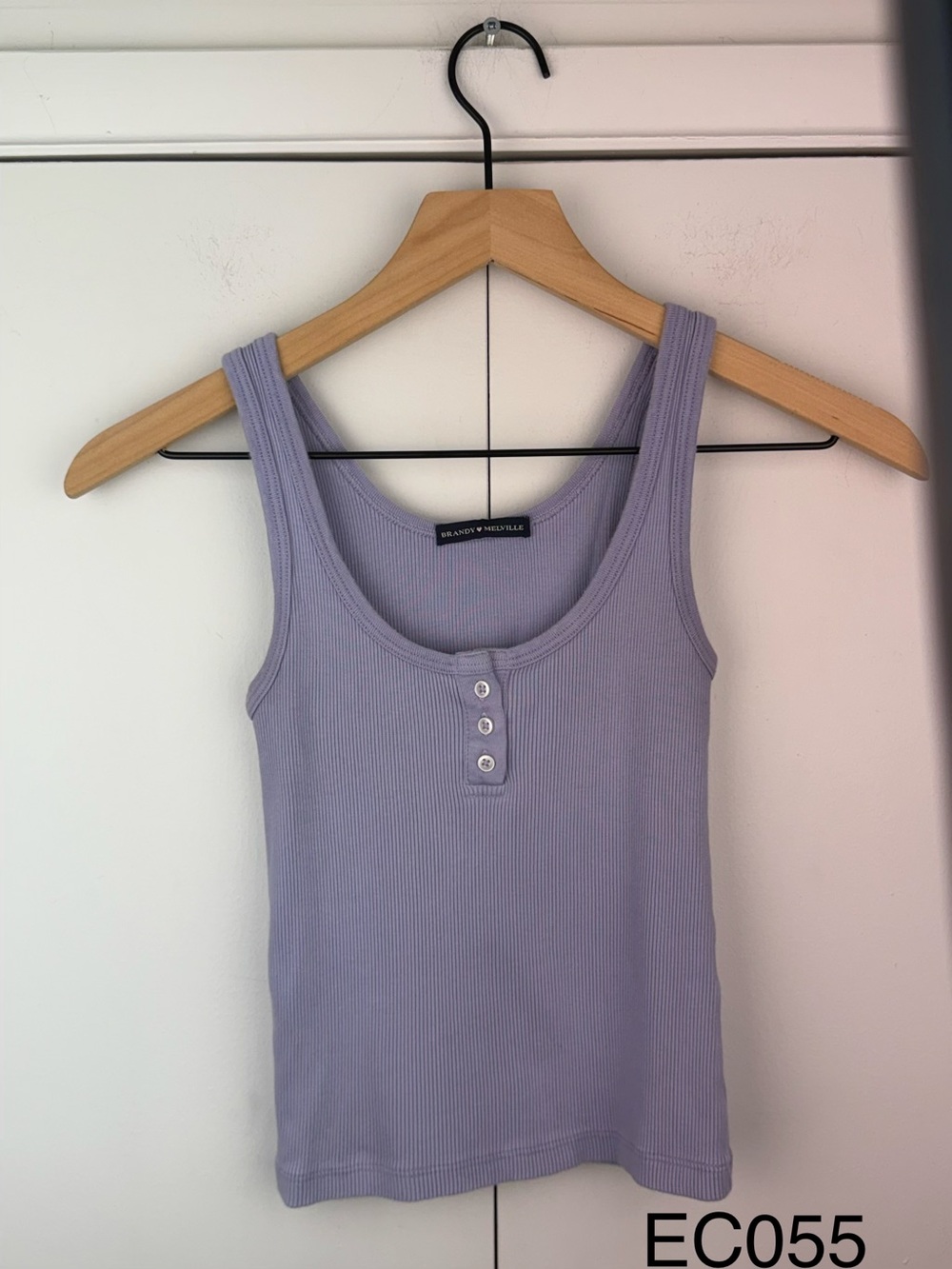 Brandy Melville Dalis Lavender Ribbed Button Tank One Size